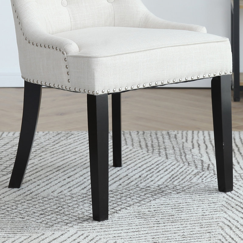 Tufted Upholstered Beige Dining  Chair , Beige