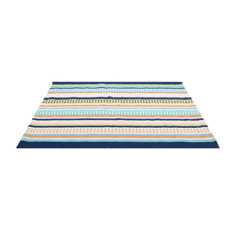 Chromatic Striped Area Rug in Blue/Orange/Pink, Rectangle 8' x 10'