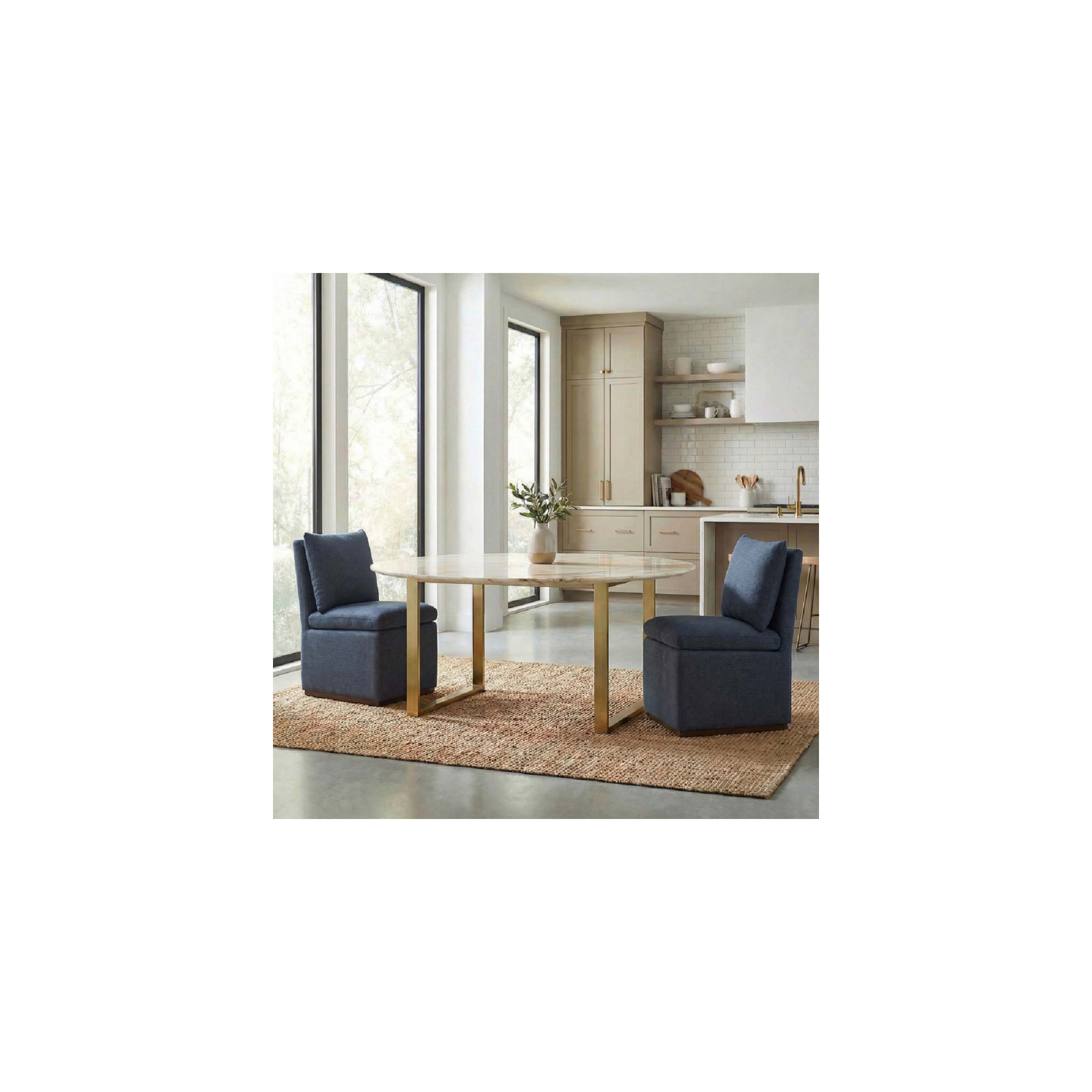 Bobbi Upholstered Dining Chair, Effie Indigo Performance Linen