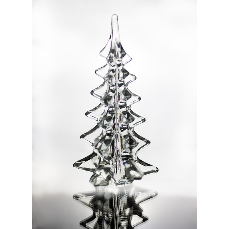 Mouth Blown Art Glass 12" Christmas Tree, 10" H