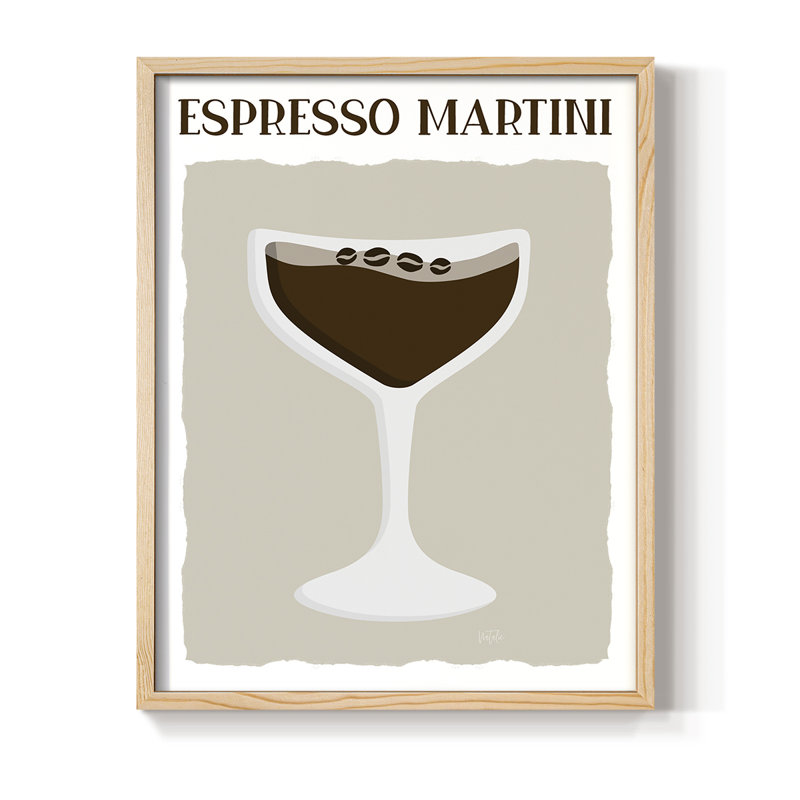 Espresso Martini, reproduction encadrée - bois massif, Naturel, H 15 po x l 12 po