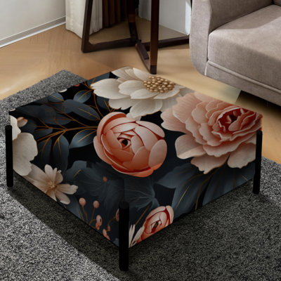 Paradis floral rétro rose classique rétro - Grand repose-pieds carré floral