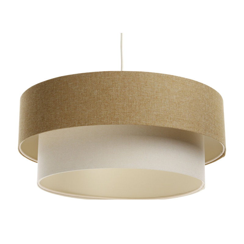 Zygi 1 - Light Cream Drum Pendant, Yellow Mustard/Beige
