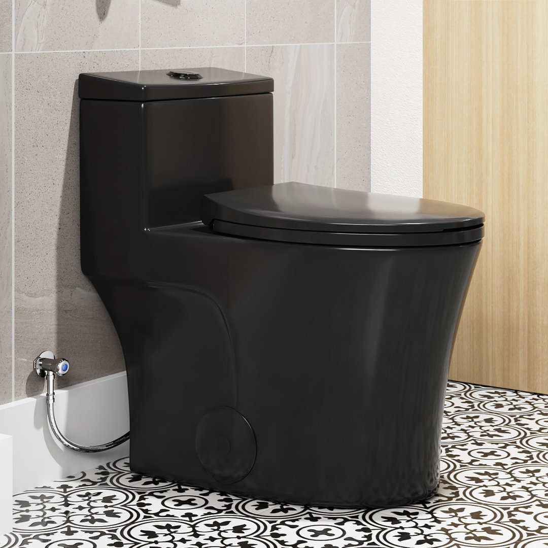 Arlo One-Piece Toilet, 10" Rough-In, 17.3" ADA Chair Height, Dual Flush 0.8/1.28 GPF, MAP 1000g, Elongated, Space-Saving Design. HOROW 