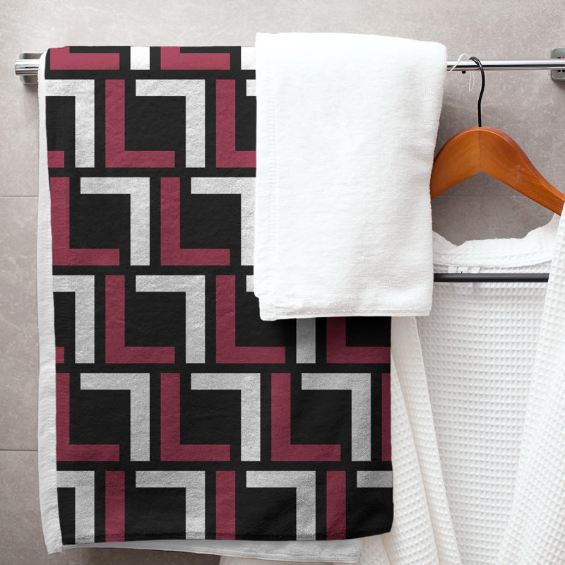 Bath Towel, Black/Red/White