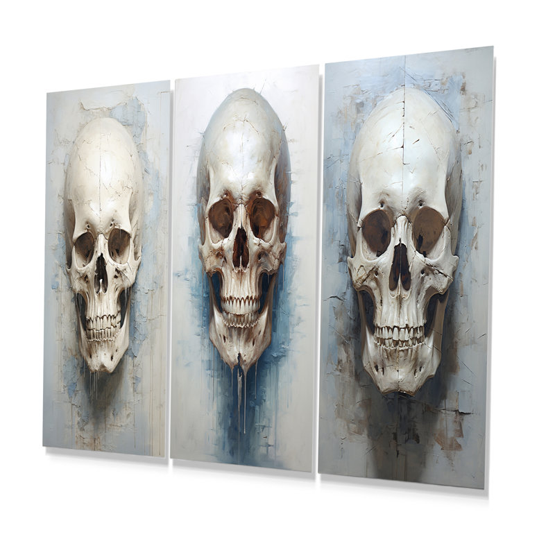 Skull Elegance Portrait - Skull Metal Prints Set Of 3, 28" H x 36" W