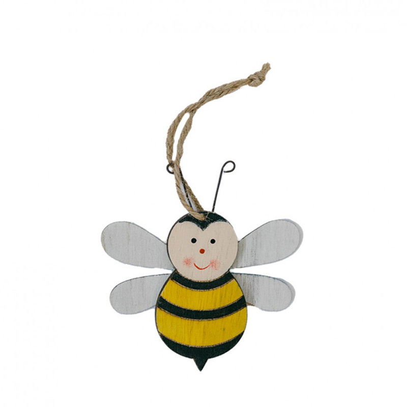 Ensemble de 2 décorations d'abeilles en bois suspendues