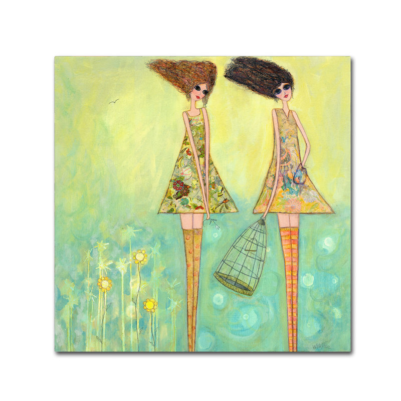 «Big Eyed Girls for the Best» de Berkley, reproduction sur toile tendue, H 14 po x l 14 po x P 2 po