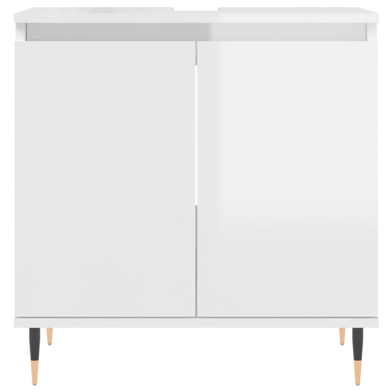 Makyrah Floor Mounted Bathroom Cabinet, High Gloss White