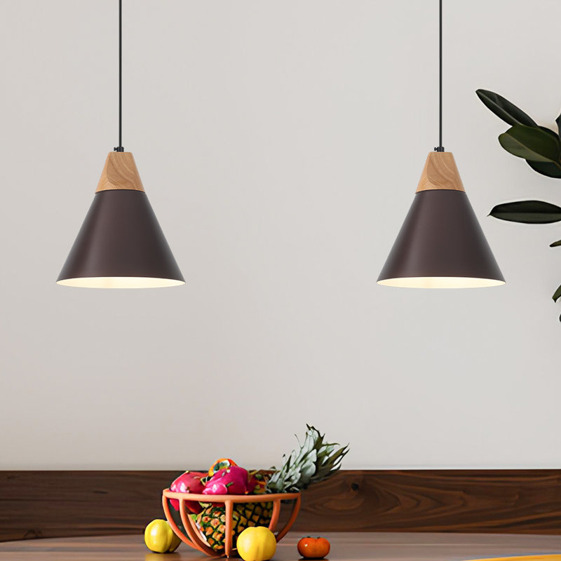 Farmhouse Pendant Light 2 Packs,9.4inches- Gold Pendant Lighting, Industrial Pendant Light, Kitchen Pendant Lights for Office, Bedroom, Living Room, Kitchen Island