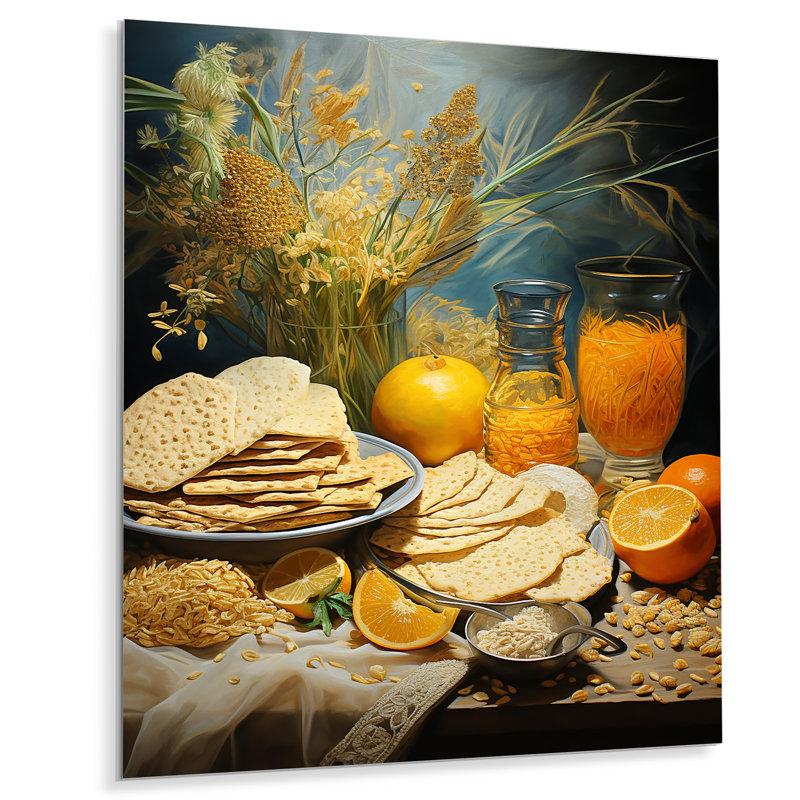 «Judaism Matzah Passover Feast» sur métal, H 32 po x l 24 po x P 1 po