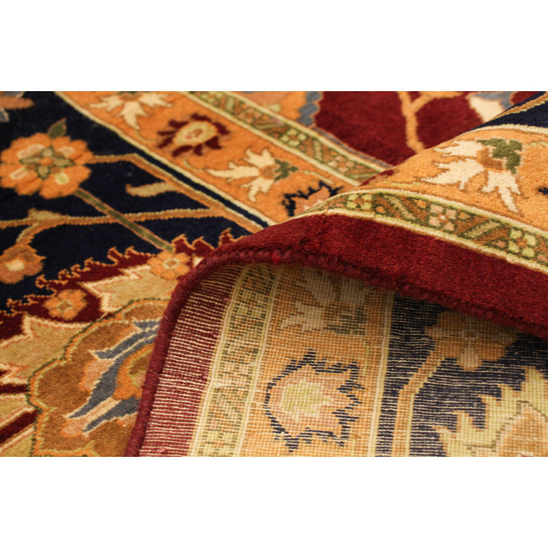 Tapis persan rouge / bleu marine / brun en laine noué à la main 18 de 20 Pako, Rectangle 9 pi 2 po x 12 pi