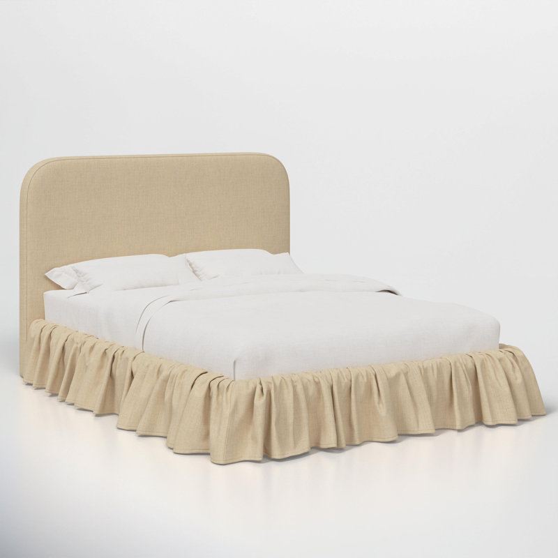 Maggie Ruffle Platform Bed, Queen, Classic Linen Linen