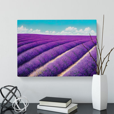 Effervescent Lavender Flower Field - Wrapped Canvas