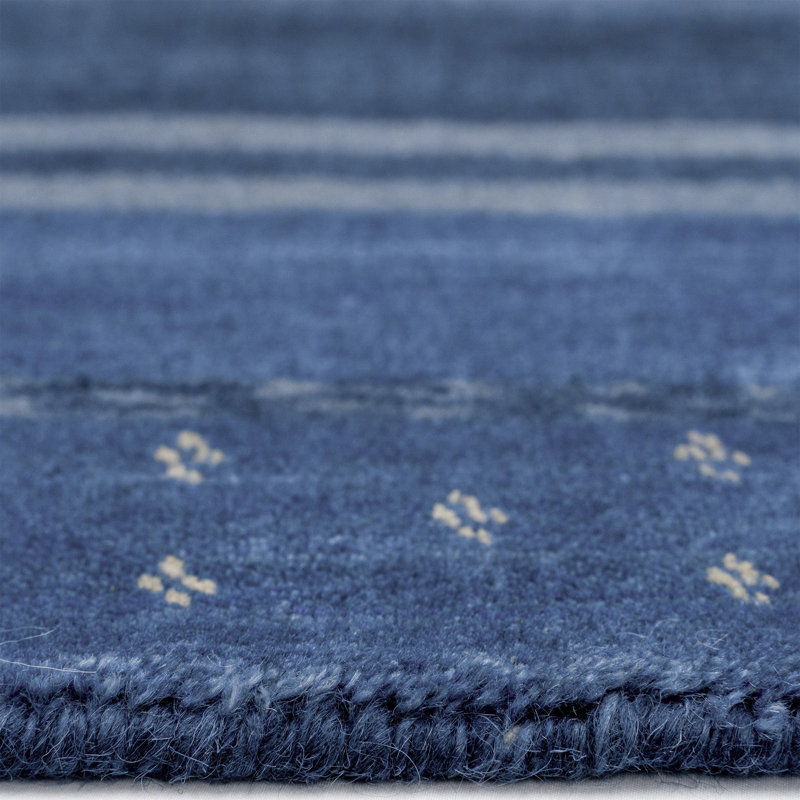 Gava Hand Loomed Wool Oriental Area Rug in Blue, Rectangle 8' x 10'