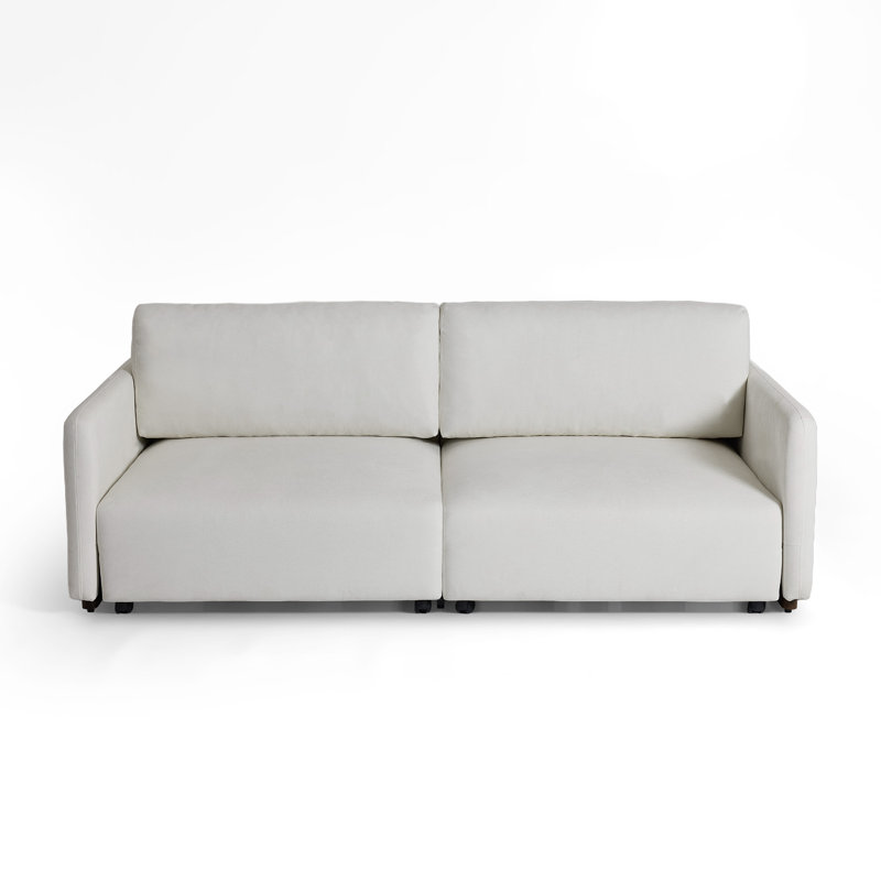 Canapé-lit rembourré convertible avec lit escamotable, Chenille beige