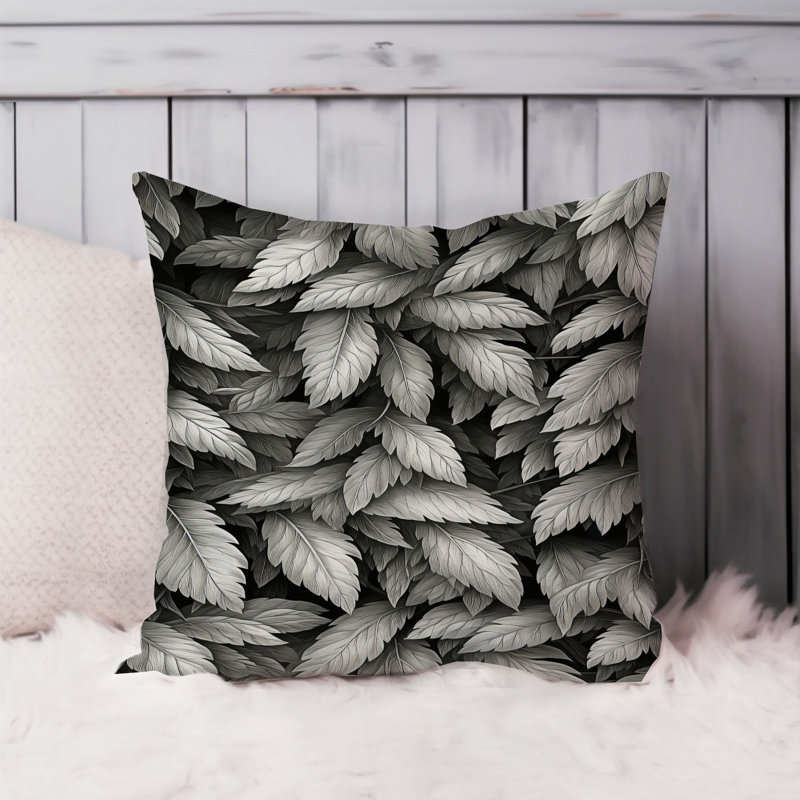 Botanical Black & White Leaves Modern, 20"H x 20"W
