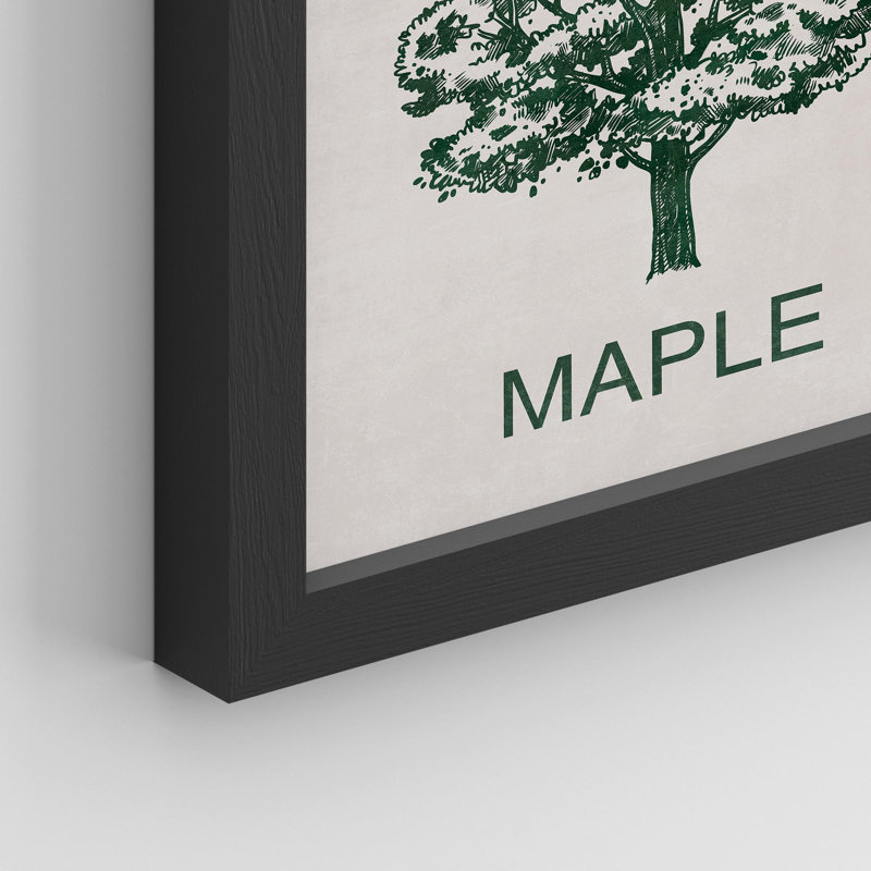 «Duotone Rustic Maple Tree Silhouette Floral Botanical» sur papier, H 10 po x l 8 po, Noir