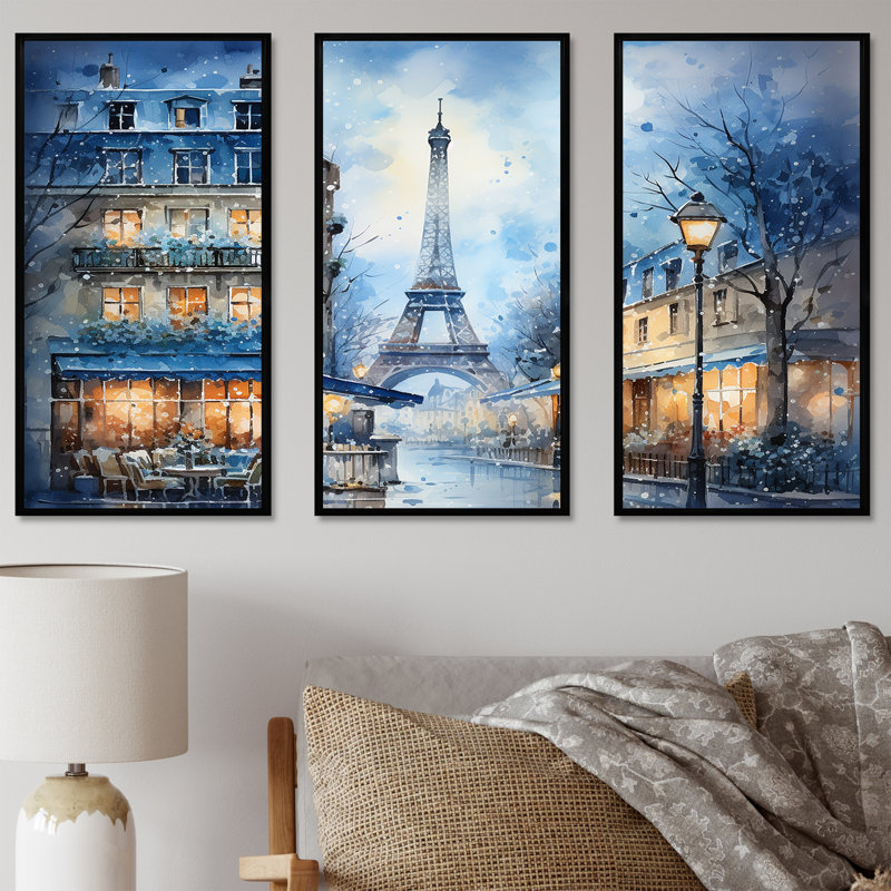 Art urbain gris, rue Parisienne III - City Paris, Cadre flottant noir, H 28 po x l 36 po x P 1 po