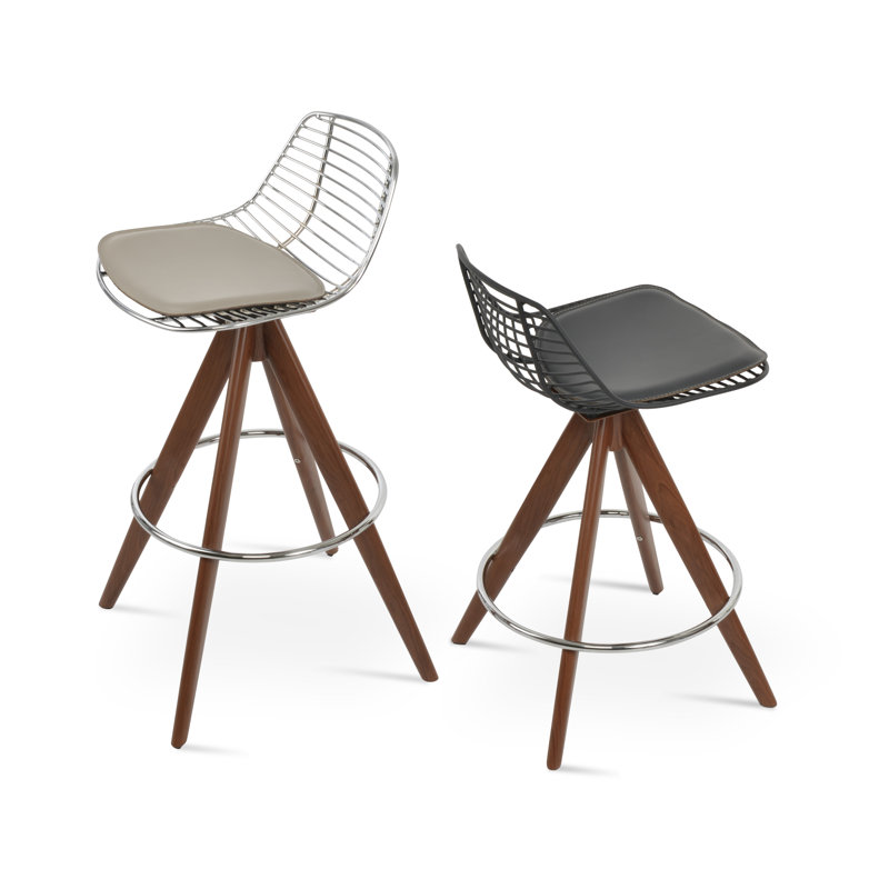 Tiger Mini Pyramid MW Stools, Bar Stool (29.5" Seat Height), Bone, Walnut