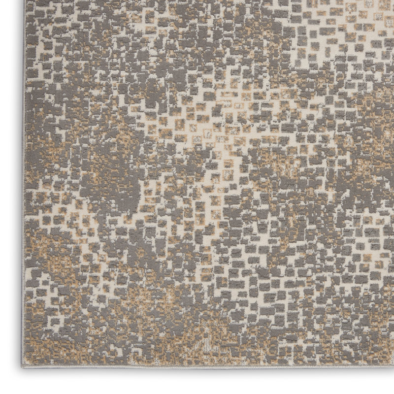 Uptown Abstract Area Rug in Beige, Rectangle 4' x 6'