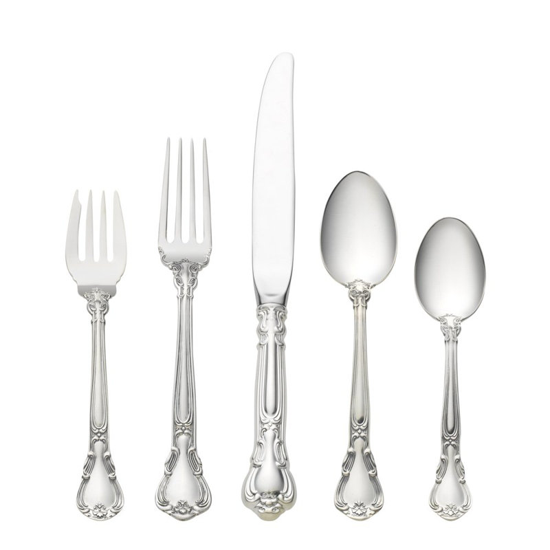 Chantilly 5 Piece Sterling Silver Flatware Set, Service for 1