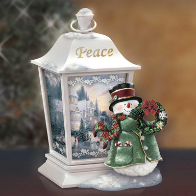 Thomas Kinkade “Lights of the Holidays” Snowman Peace Lantern