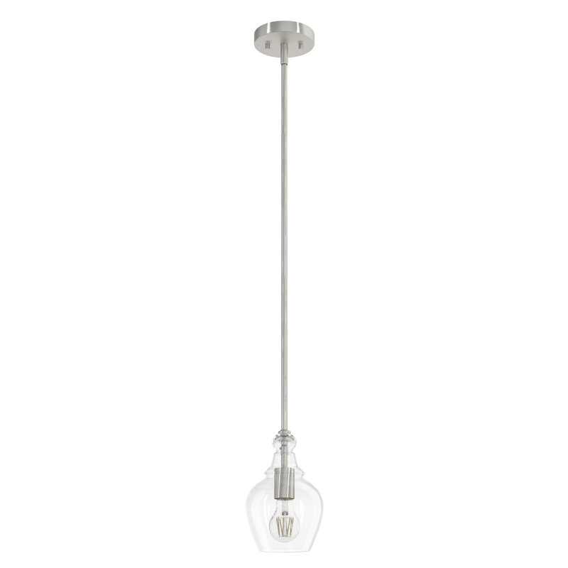 Maple Park 1 Light Bell Pendant, Brushed Nickel, 9.25" H x 6" W x 6" D