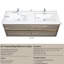 Meuble-lavabo de salle de bain à double cuve flottant gris cendré 60 po, spécifications de comptoir en résine de pierre, structure de tiroir à fermeture en douceur, base pré-assemblée pour une utilisation efficace, conception de volume de rangement en U, bois