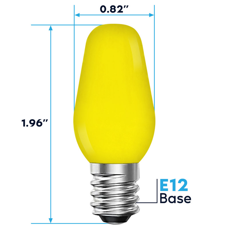 0.5 Watt, C7 LED, Non-Dimmable Light Bulb, Base, Yellow