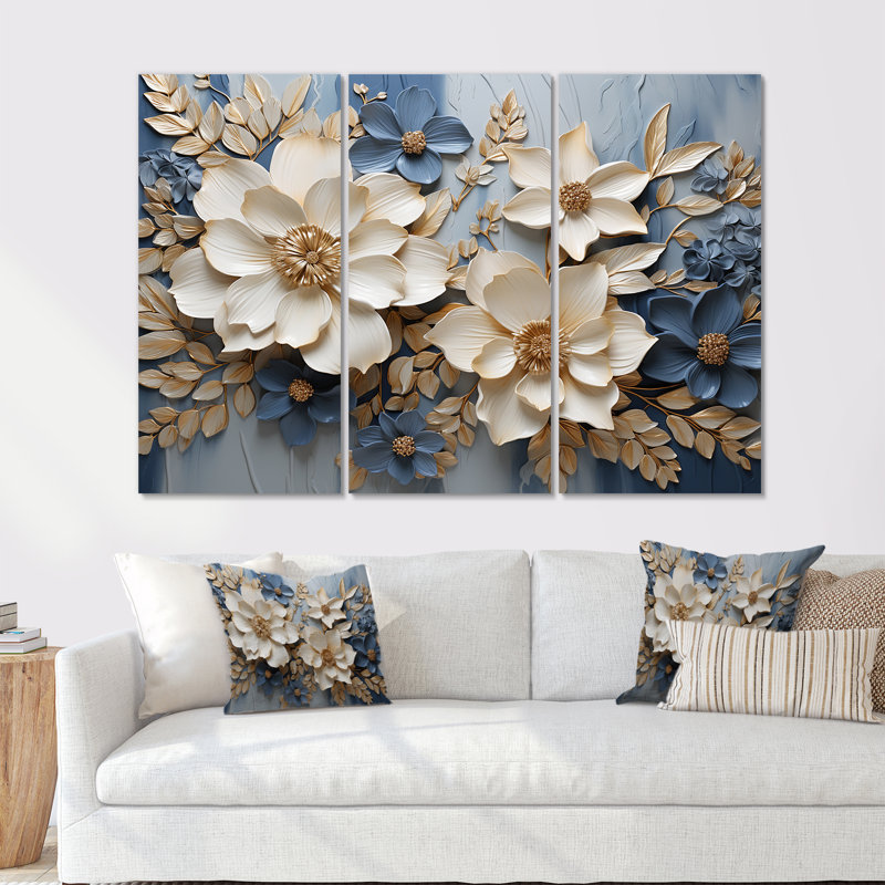 Askerby - Ensemble d'art sur toile fleurs saisonnières, H 28 po x l 36 po x P 1 po