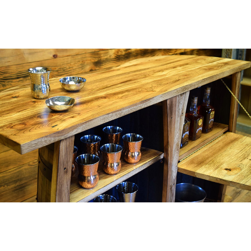 Arrisson 60'' Rustic Solid Wood Home Bar with Shelving