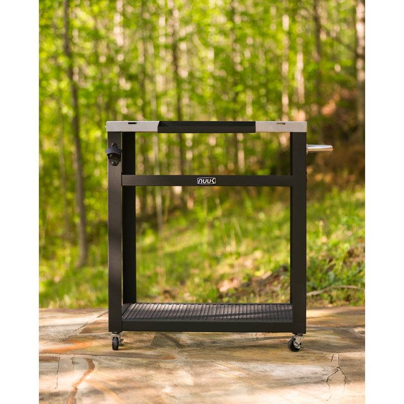 Nuuk 30" Double-Shelf Stainless Steel Outdoor Dining Cart with Wheels