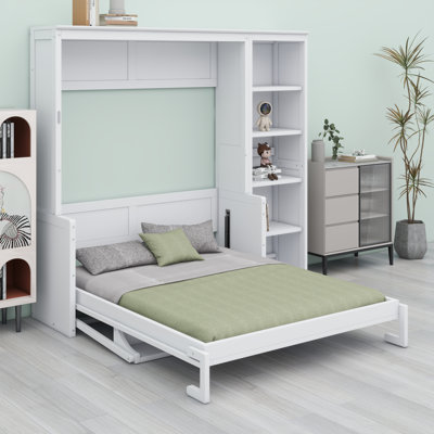 Murphy Bed With Integrated Desk And Built-In Bookshelf