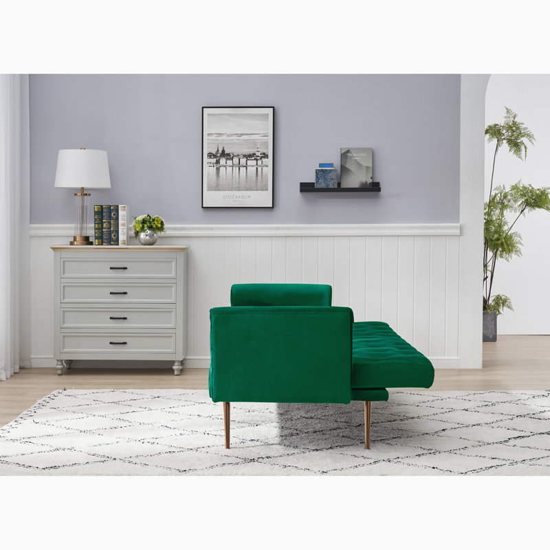 Vassallo 70.95'' Velvet Sleeper Sofa, Green Velvet