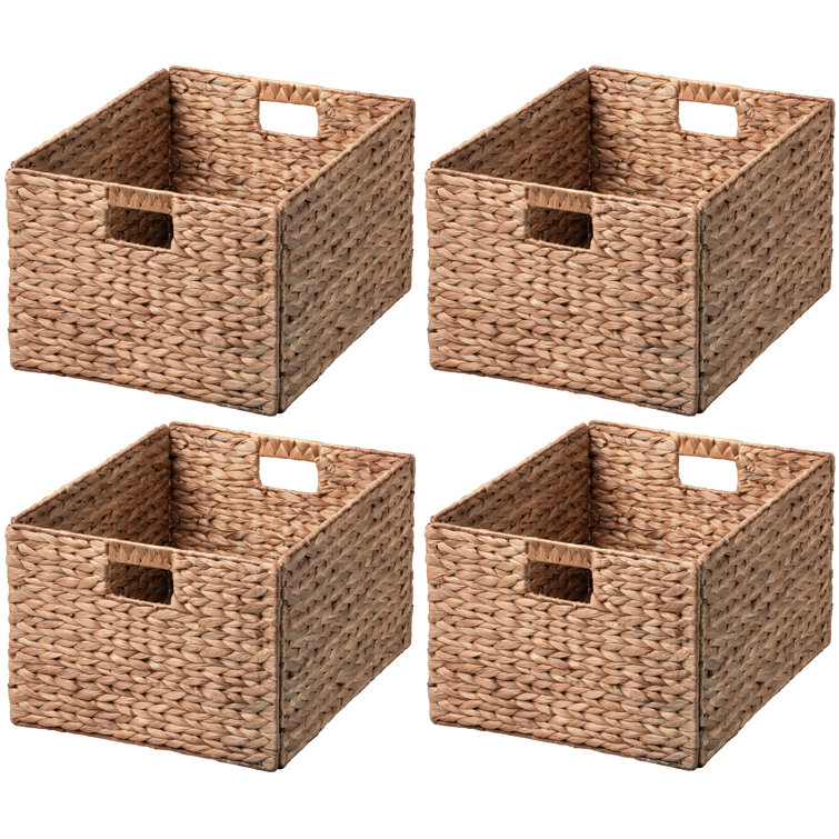 Foldable Water Hyacinth Storage Basket with Iron Wire Frame, Natural  Decorative Woven Basket, Wicker Storage Baskets, 2-Pack, Medium,  10.2x10.2x10.6, with Extra Gift Lining 
