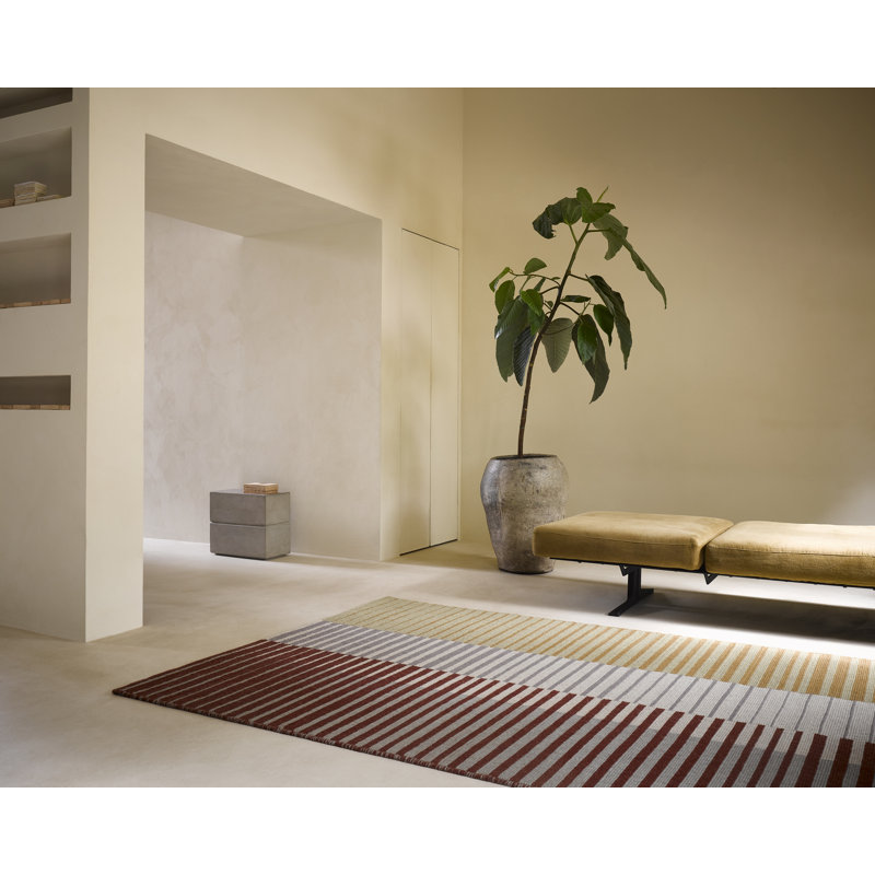 Artisan Focus Striped Handmade Handwoven Wool Area Rug in Dawn, Rectangle 4'7'' x 6'7''