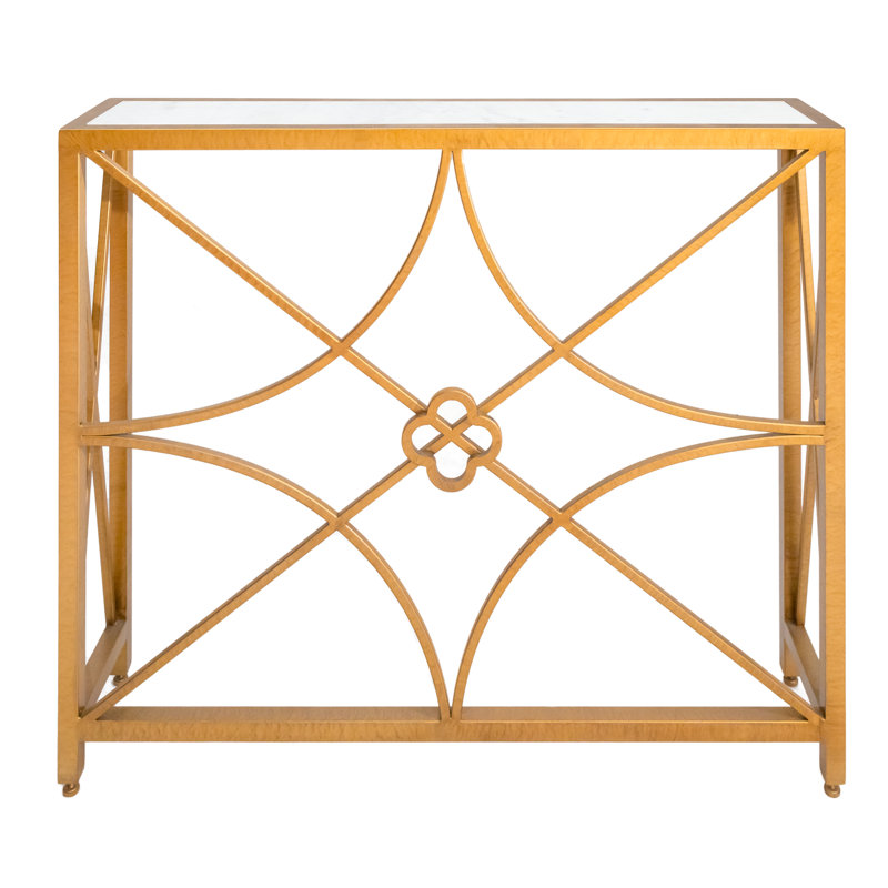 37" Console Table, Carrera Marble, Royal Gold