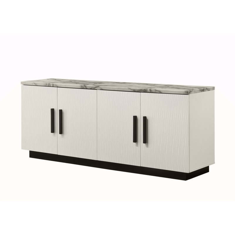 Console de 63 po de largeur avec plateau en faux marbre blanc