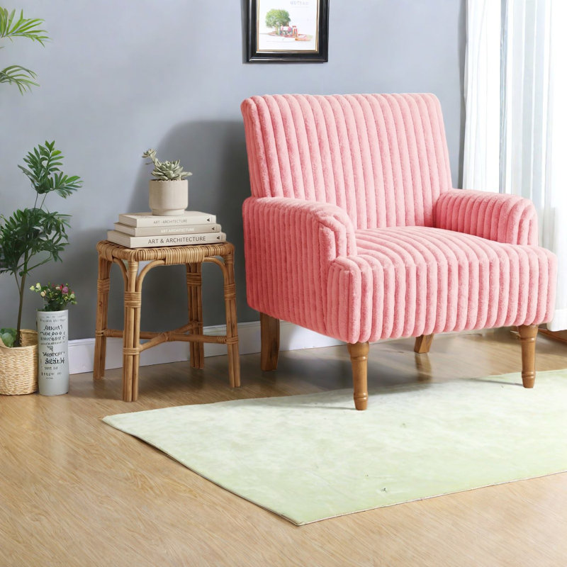 Chaises d'appoint confortables, chaise rose moderne en velours côtelé pour la maison