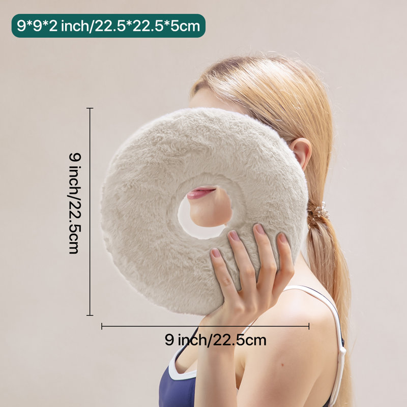 Plush Ear Protection Side Sleeper Pillow With Ear Hole – Soft Supportive Bed Pillow For Pressure Relief & Comfortable Side Sleeping-Light Gray-Circular