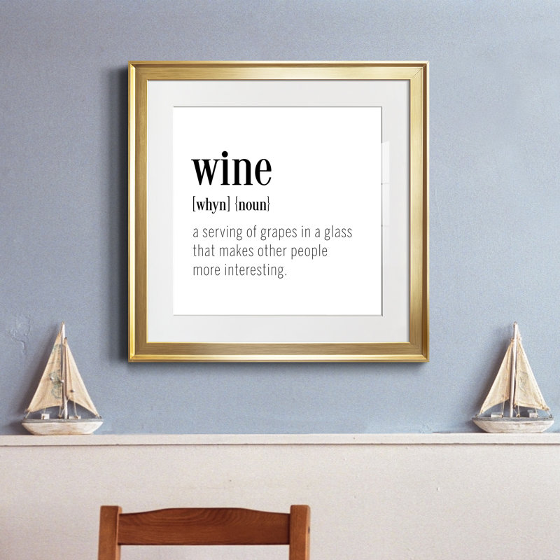 " Wine Definition ", Gold Framed, 17.5" H x 17.5" W x 1.5" D