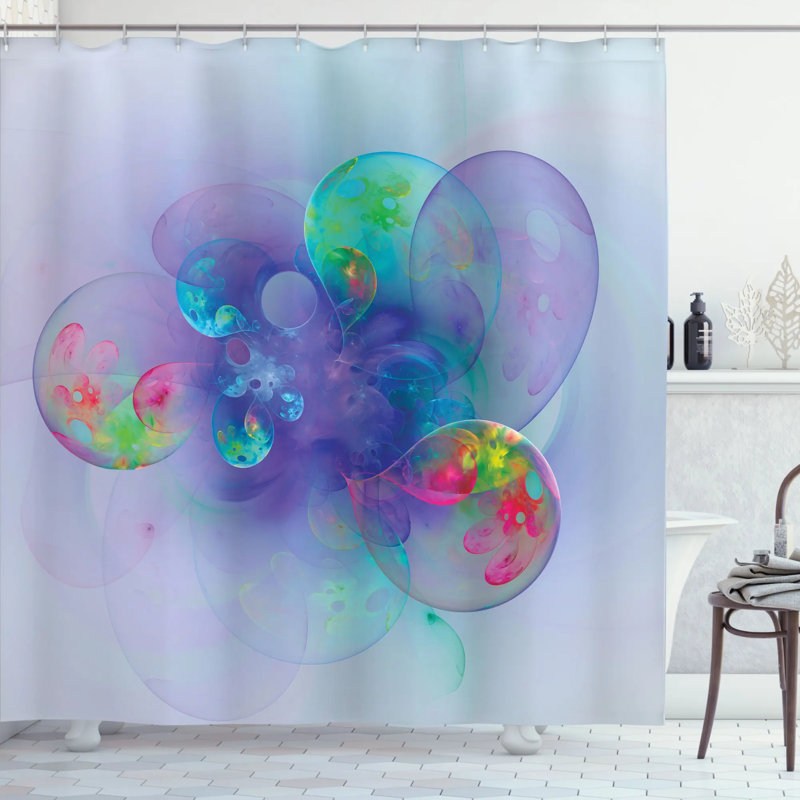 Cammi Abstract Shower Curtain with Hooks Included, 69" W x 75" L