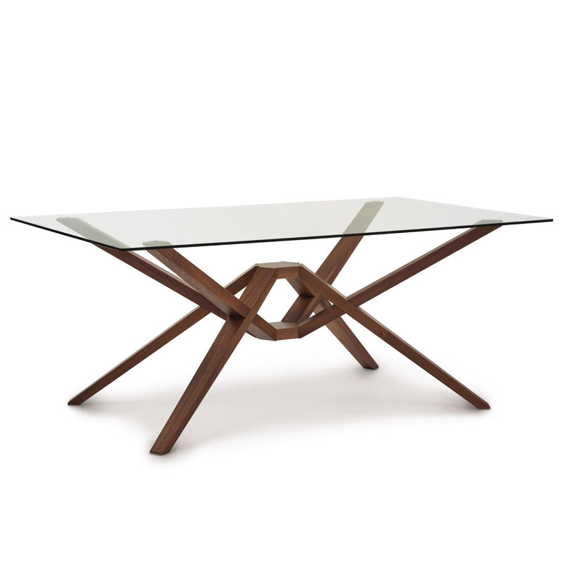 Exeter Glass Top Table, 84" W x 48" D, Natural Walnut