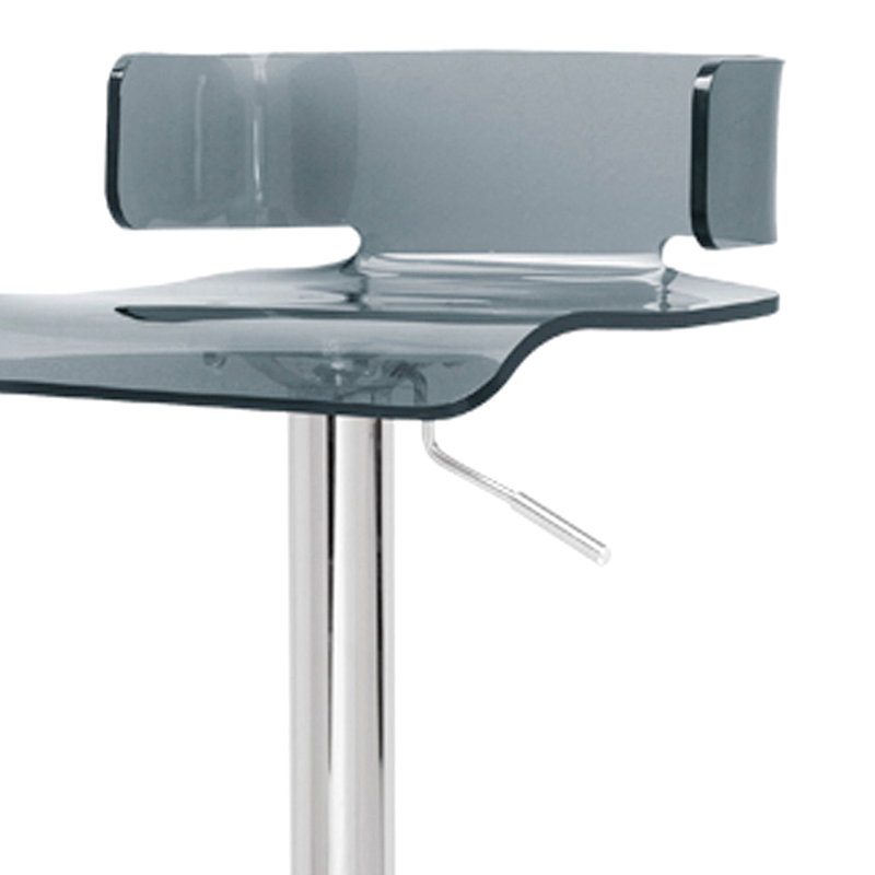 Tabouret pivotant réglable en métal avec revêtement gris et siège confortable en plastique à mouvement moderne