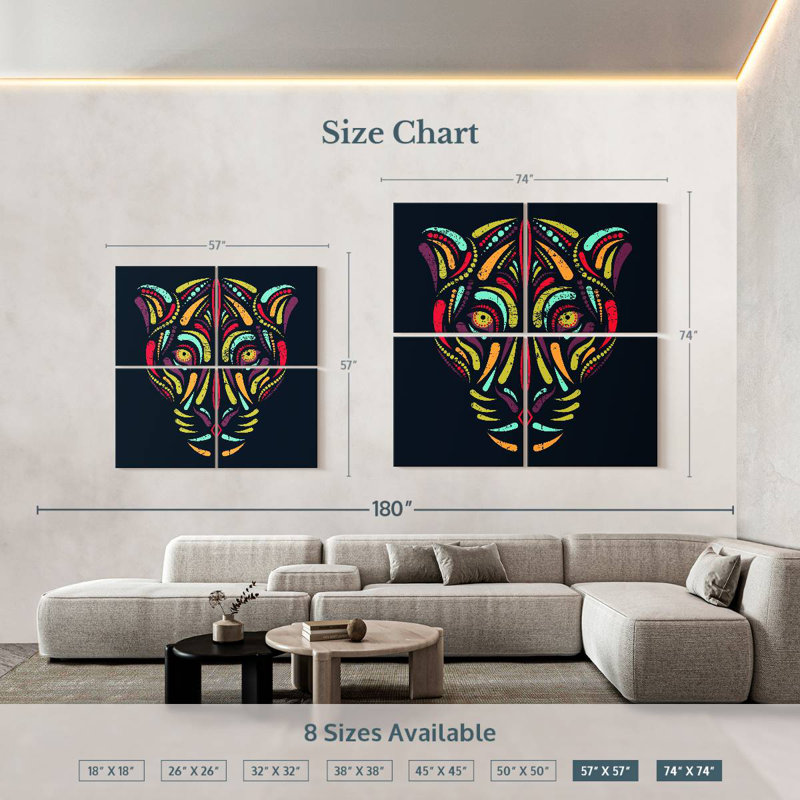 Brampt Jaguar Face Abstract, 57" H x 57" W