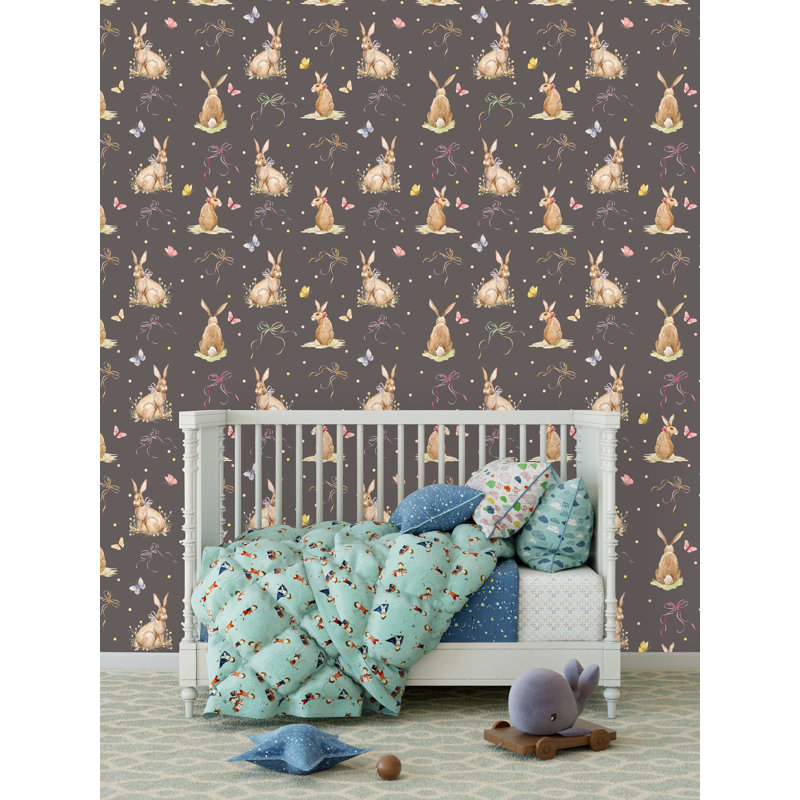 Murale à peindre avec chambre de bébé jolie bunnies, l 25 po x H 75 po