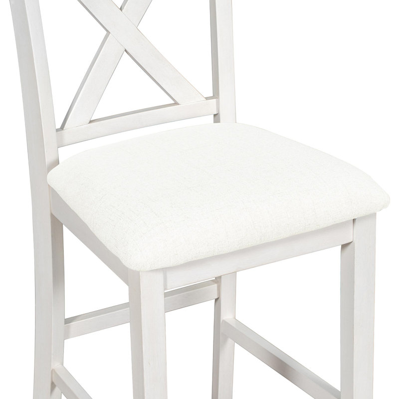 Ensemble de 5 tables de bar en bois à hauteur de comptoir avec 4 chaises, blanc