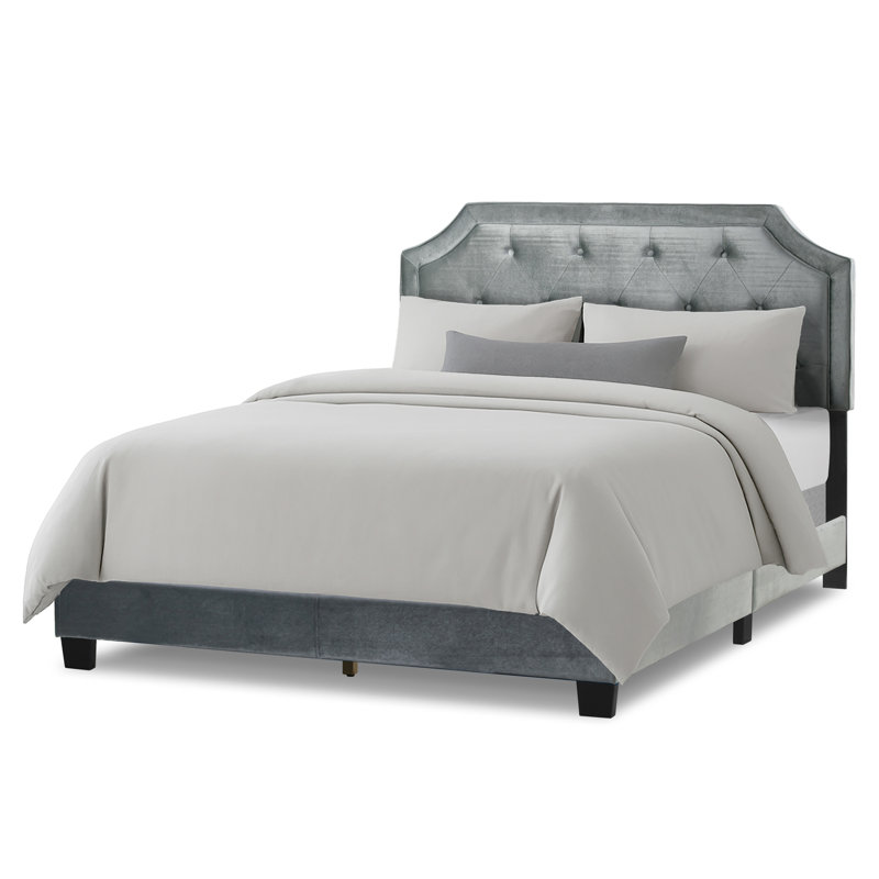 Upholstered Standard Bed, Gray Velvet