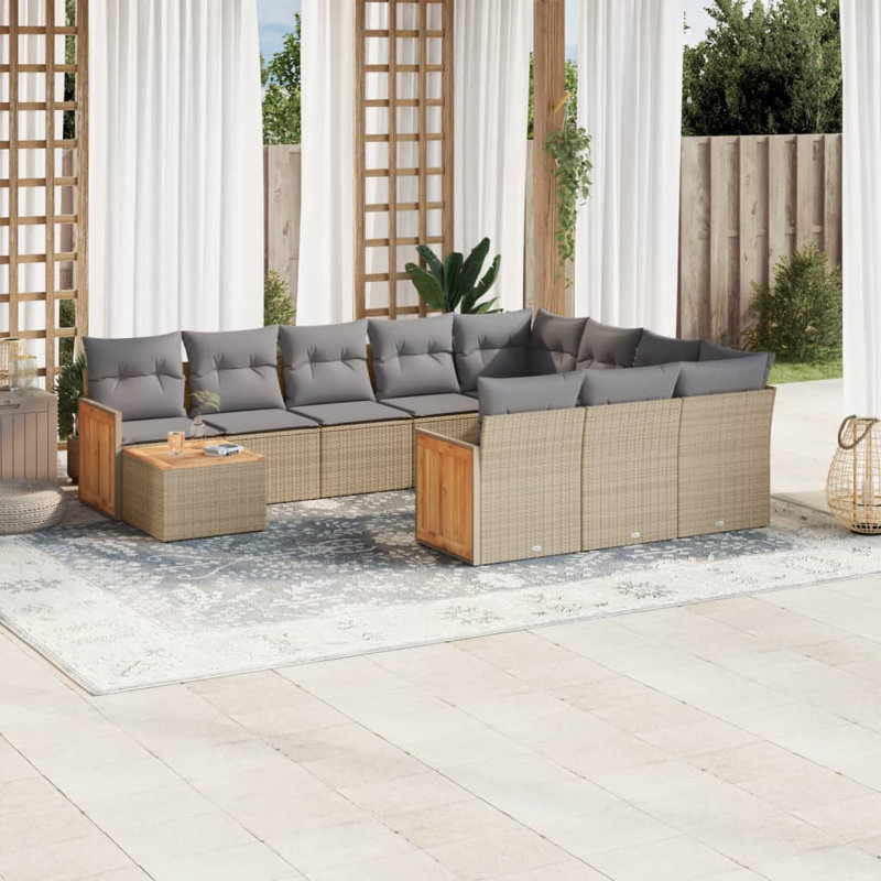  Garden Sofa Set Beige, Light Grey